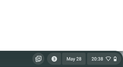Bottom-right corner of the Chromebook screen. Bottom-right corner of the Chromebook screen.