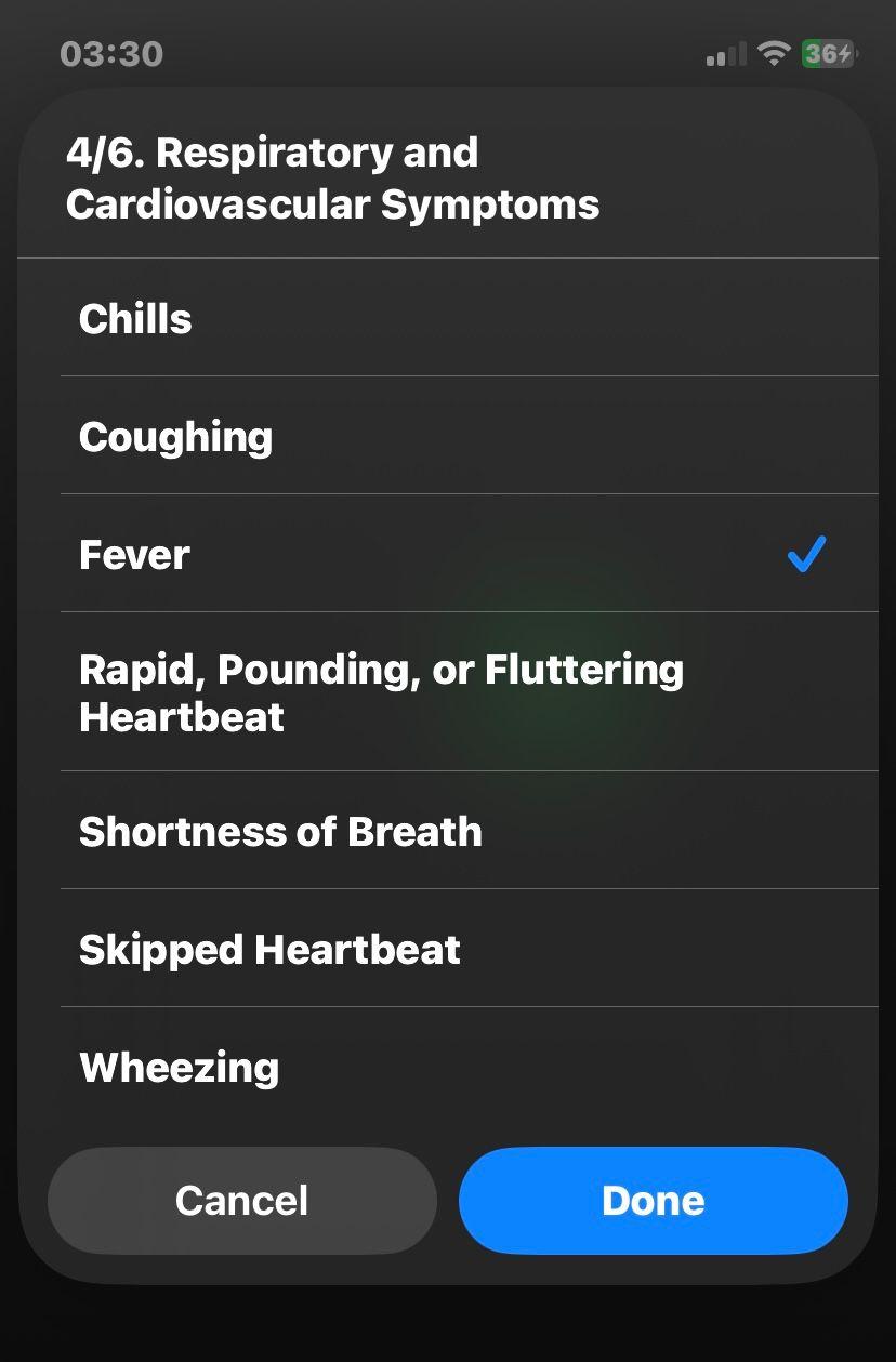 Screenhot of the shortcut showing multiple symptoms. Screenhot of the shortcut showing multiple symptoms.